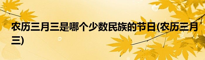 农历三月三是哪个少数民族的节日(农历三月三)