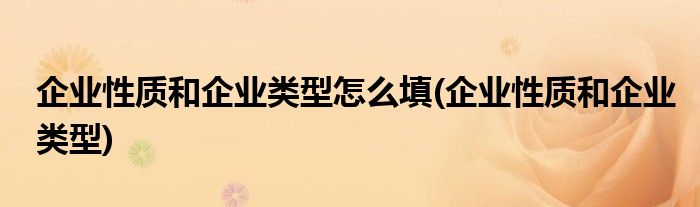 企业性质和企业类型怎么填(企业性质和企业类型)