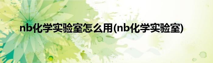 nb化学实验室怎么用(nb化学实验室)