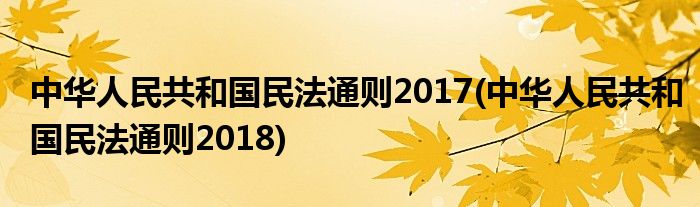 中华人民共和国民法通则2017(中华人民共和国民法通则2018)