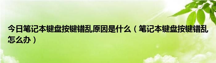 今日笔记本键盘按键错乱原因是什么（笔记本键盘按键错乱怎么办）