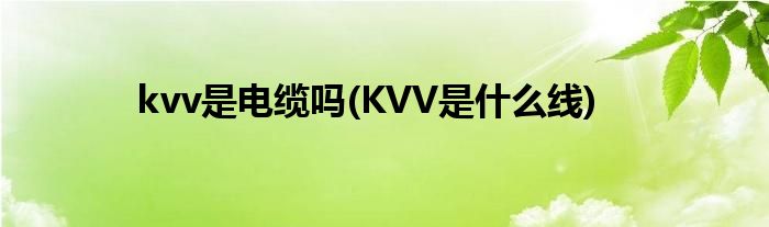 kvv是电缆吗(KVV是什么线)