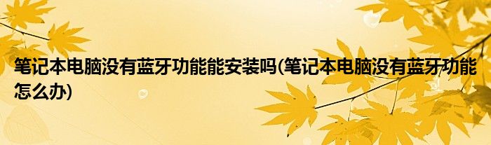 笔记本电脑没有蓝牙功能能安装吗(笔记本电脑没有蓝牙功能怎么办)