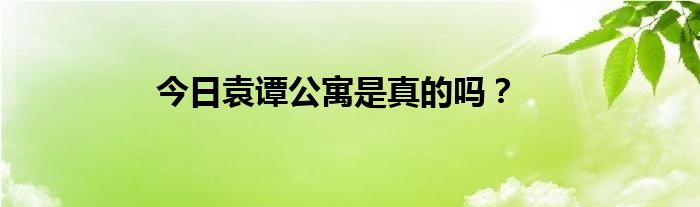 今日袁谭公寓是真的吗？