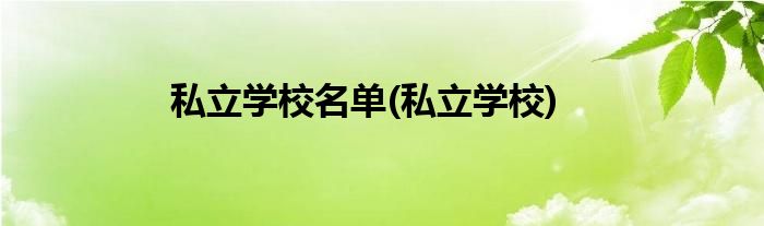 私立学校名单(私立学校)