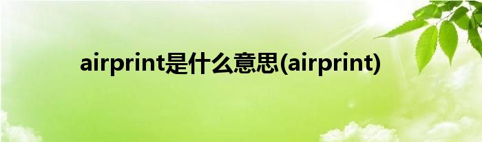 airprint是什么意思(airprint)