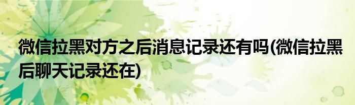 微信拉黑对方之后消息记录还有吗(微信拉黑后聊天记录还在)