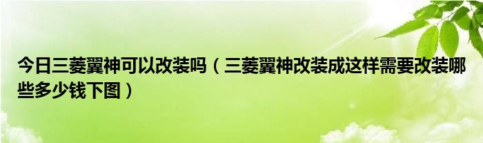 今日三菱翼神可以改装吗（三菱翼神改装成这样需要改装哪些多少钱下图）