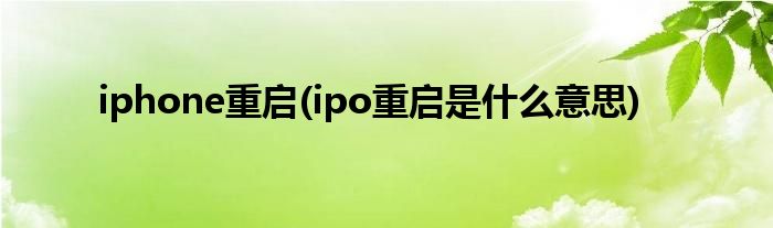 iphone重启(ipo重启是什么意思)