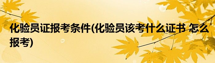 化验员证报考条件(化验员该考什么证书 怎么报考)