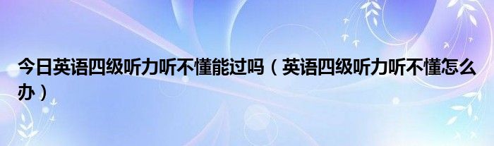 今日英语四级听力听不懂能过吗（英语四级听力听不懂怎么办）