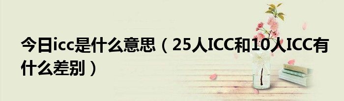 今日icc是什么意思（25人ICC和10人ICC有什么差别）