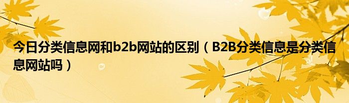 今日分类信息网和b2b网站的区别（B2B分类信息是分类信息网站吗）