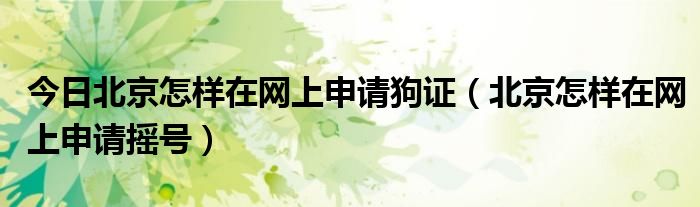 今日北京怎样在网上申请狗证（北京怎样在网上申请摇号）