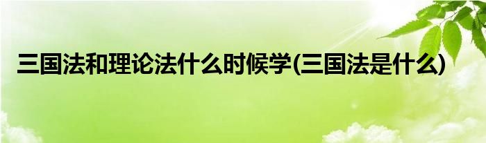 三国法和理论法什么时候学(三国法是什么)