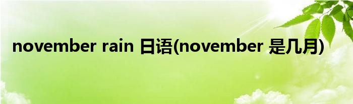 november rain 日语(november 是几月)