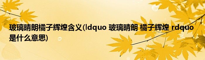 玻璃晴朗橘子辉煌含义(ldquo 玻璃晴朗 橘子辉煌 rdquo 是什么意思)