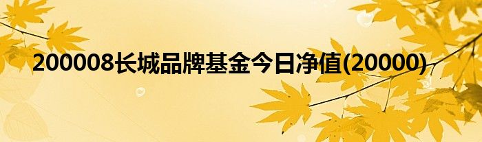 200008长城品牌基金今日净值(20000)