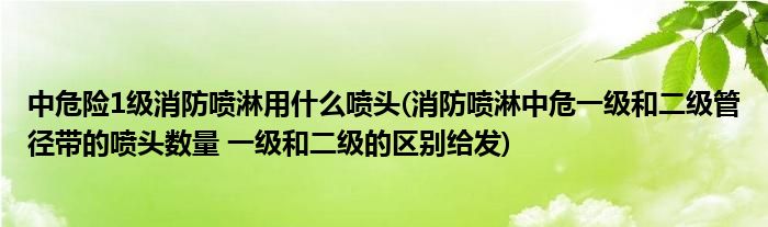 中危险1级消防喷淋用什么喷头(消防喷淋中危一级和二级管径带的喷头数量 一级和二级的区别给发)