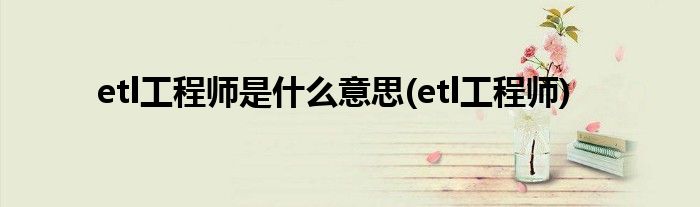 etl工程师是什么意思(etl工程师)