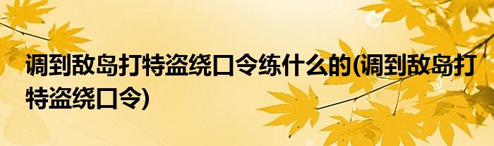 调到敌岛打特盗绕口令练什么的(调到敌岛打特盗绕口令)