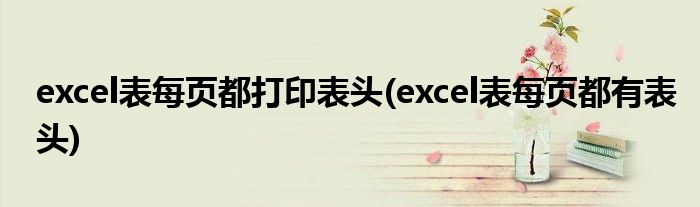 excel表每页都打印表头(excel表每页都有表头)