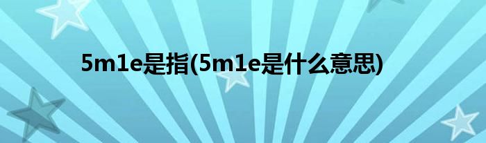 5m1e是指(5m1e是什么意思)