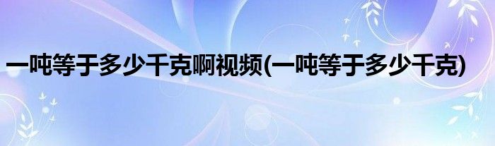 一吨等于多少千克啊视频(一吨等于多少千克)