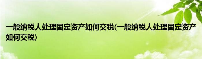 一般纳税人处理固定资产如何交税(一般纳税人处理固定资产如何交税)