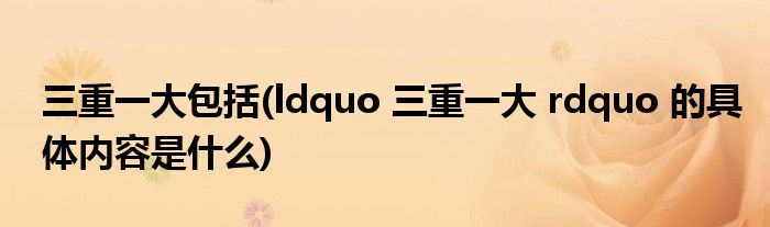 三重一大包括(ldquo 三重一大 rdquo 的具体内容是什么)