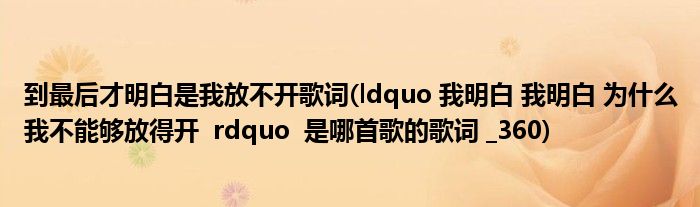 到最后才明白是我放不开歌词(ldquo 我明白 我明白 为什么我不能够放得开  rdquo  是哪首歌的歌词 _360)