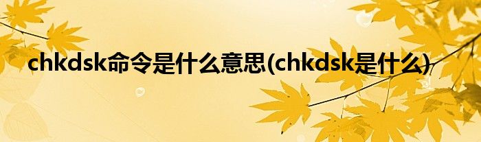 chkdsk命令是什么意思(chkdsk是什么)