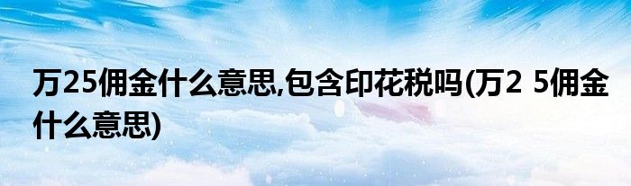 万25佣金什么意思,包含印花税吗(万2 5佣金什么意思)