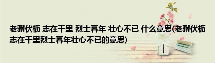 老骥伏枥志在千里烈士暮年壮心不已什么意思老骥伏枥志在千里烈士暮年