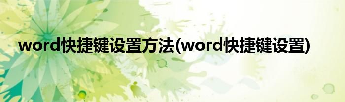 word快捷键设置方法(word快捷键设置)