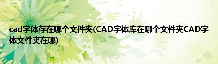 cad字体存在哪个文件夹(CAD字体库在哪个文件夹CAD字体文件夹在哪)