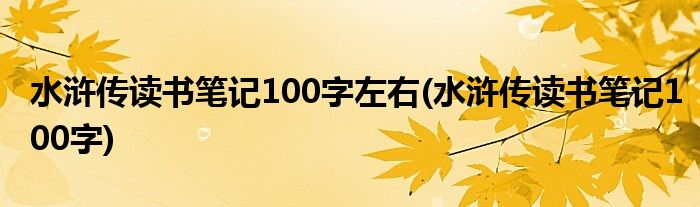 水浒传读书笔记100字左右(水浒传读书笔记100字)