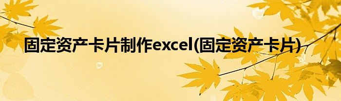 固定资产卡片制作excel(固定资产卡片)