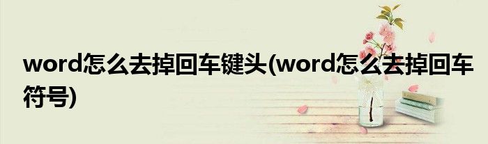 word怎么去掉回车键头(word怎么去掉回车符号)