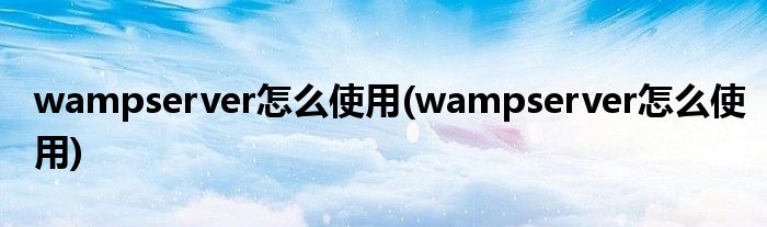 wampserver怎么使用(wampserver怎么使用)