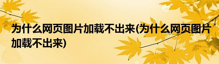 为什么网页图片加载不出来(为什么网页图片加载不出来)