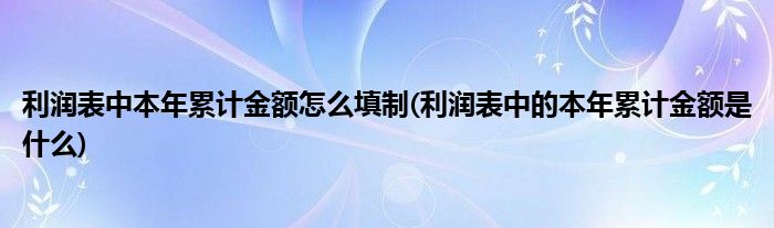 利润表中本年累计金额怎么填制(利润表中的本年累计金额是什么)