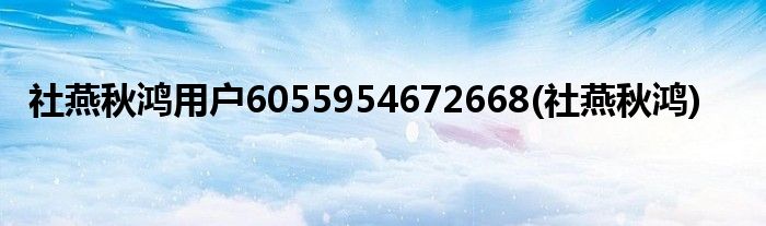 社燕秋鸿用户6055954672668(社燕秋鸿)