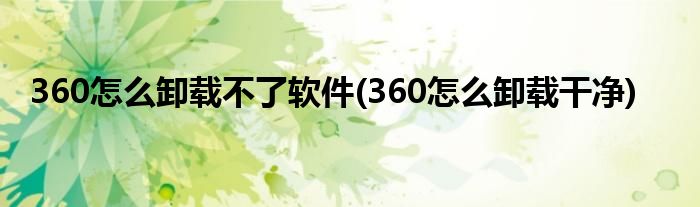 360怎么卸载不了软件(360怎么卸载干净)