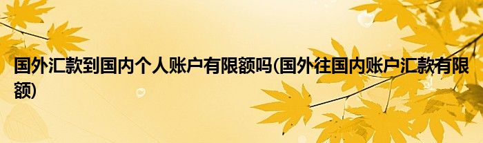 国外汇款到国内个人账户有限额吗(国外往国内账户汇款有限额)