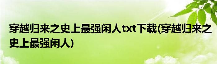 穿越归来之史上最强闲人txt下载(穿越归来之史上最强闲人)