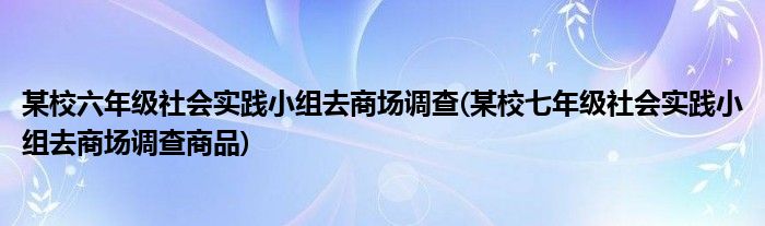 某校六年级社会实践小组去商场调查(某校七年级社会实践小组去商场调查商品)