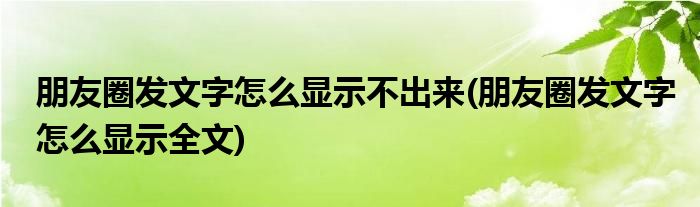 朋友圈发文字怎么显示不出来(朋友圈发文字怎么显示全文)