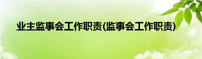 业主监事会工作职责(监事会工作职责)