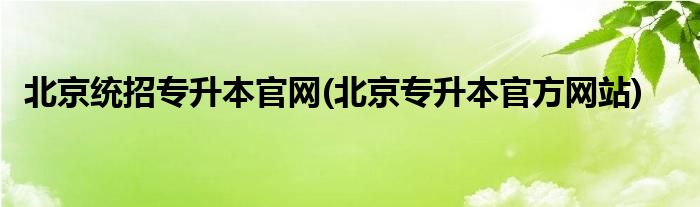 北京统招专升本官网(北京专升本官方网站)